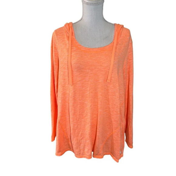 Lane Bryant Active Fluorescent Orange Hooded Pullover 14/16 Knit Marled Comfy - Picture 1 of 7